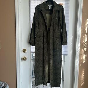 Crocodile Green Floor Length Trench